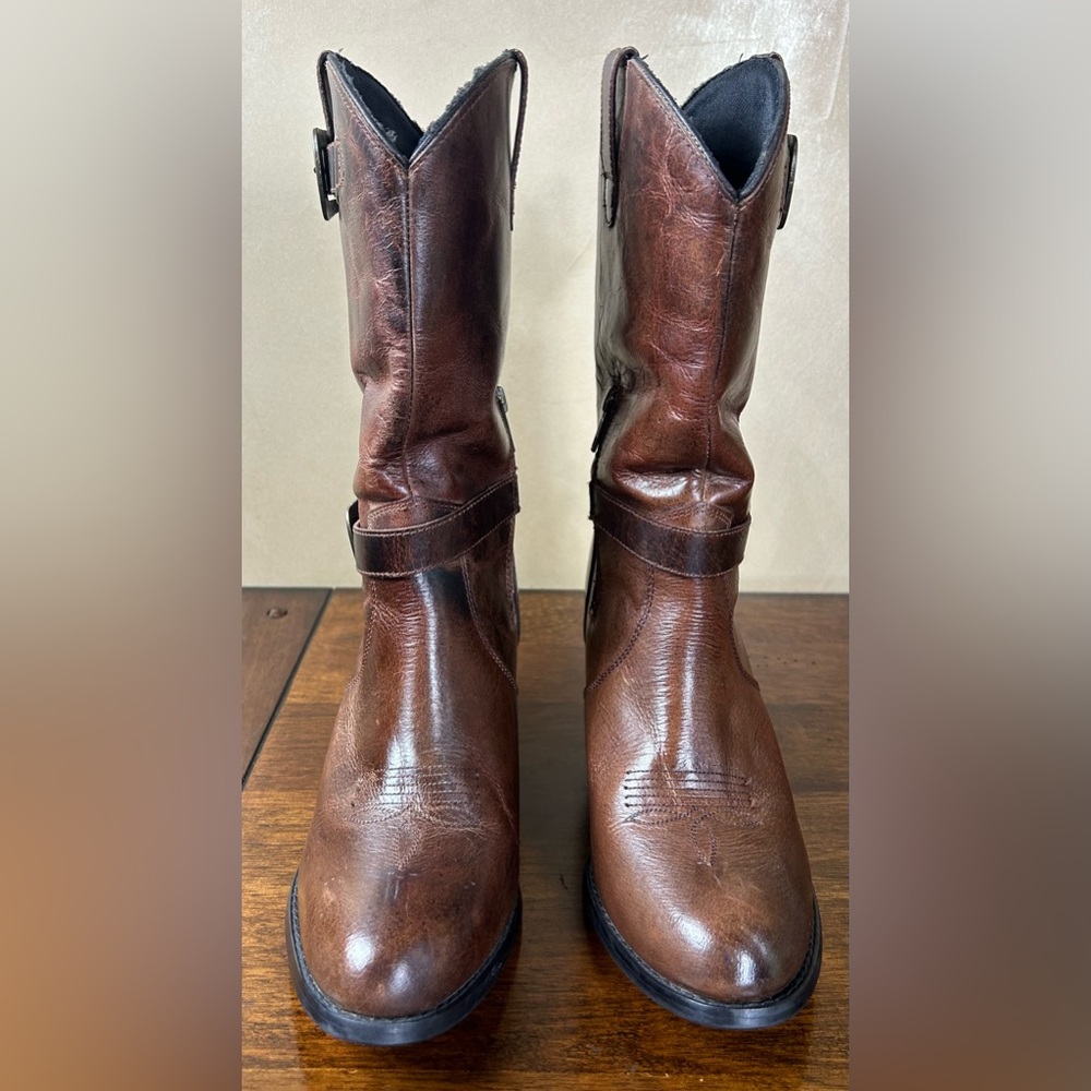 Dingo Women's Nelly Western Boot, Brown with Buckles and Side Zipper Size 10M - Picture 3 of 9
